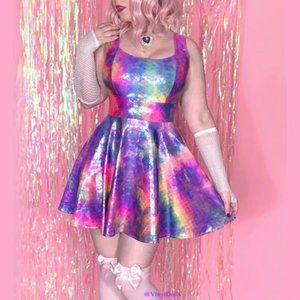 Rainbow Mermaid Scales Holographic Custom Dress